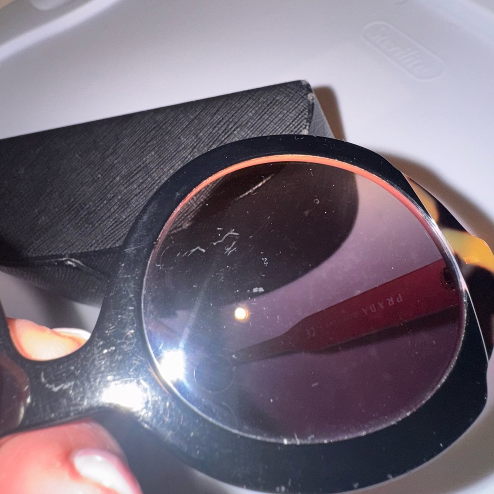 Prada Black and Pink Tortoise Round Sunglasses - Picture 8 of 10